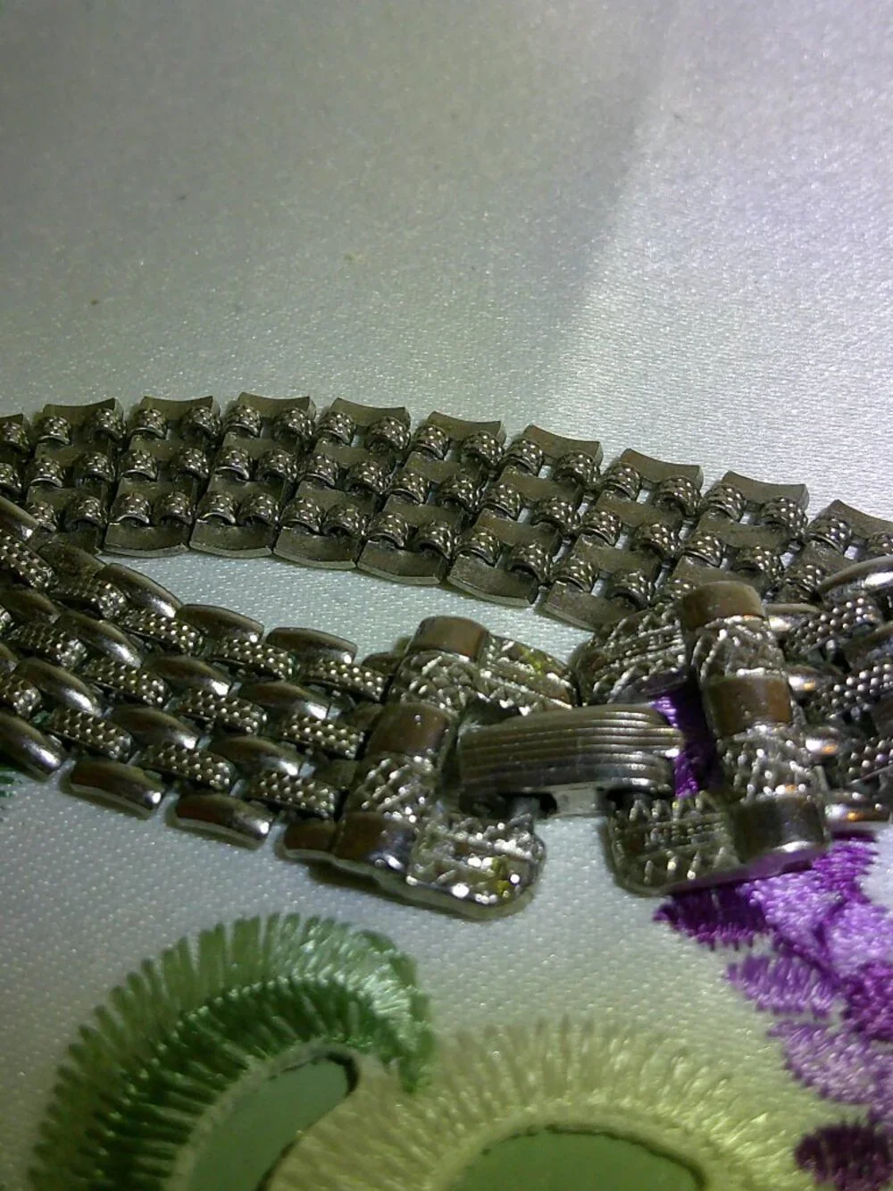 Vintage Goldette NY Bracelet Panther Link Silver Tone 7-1/4
